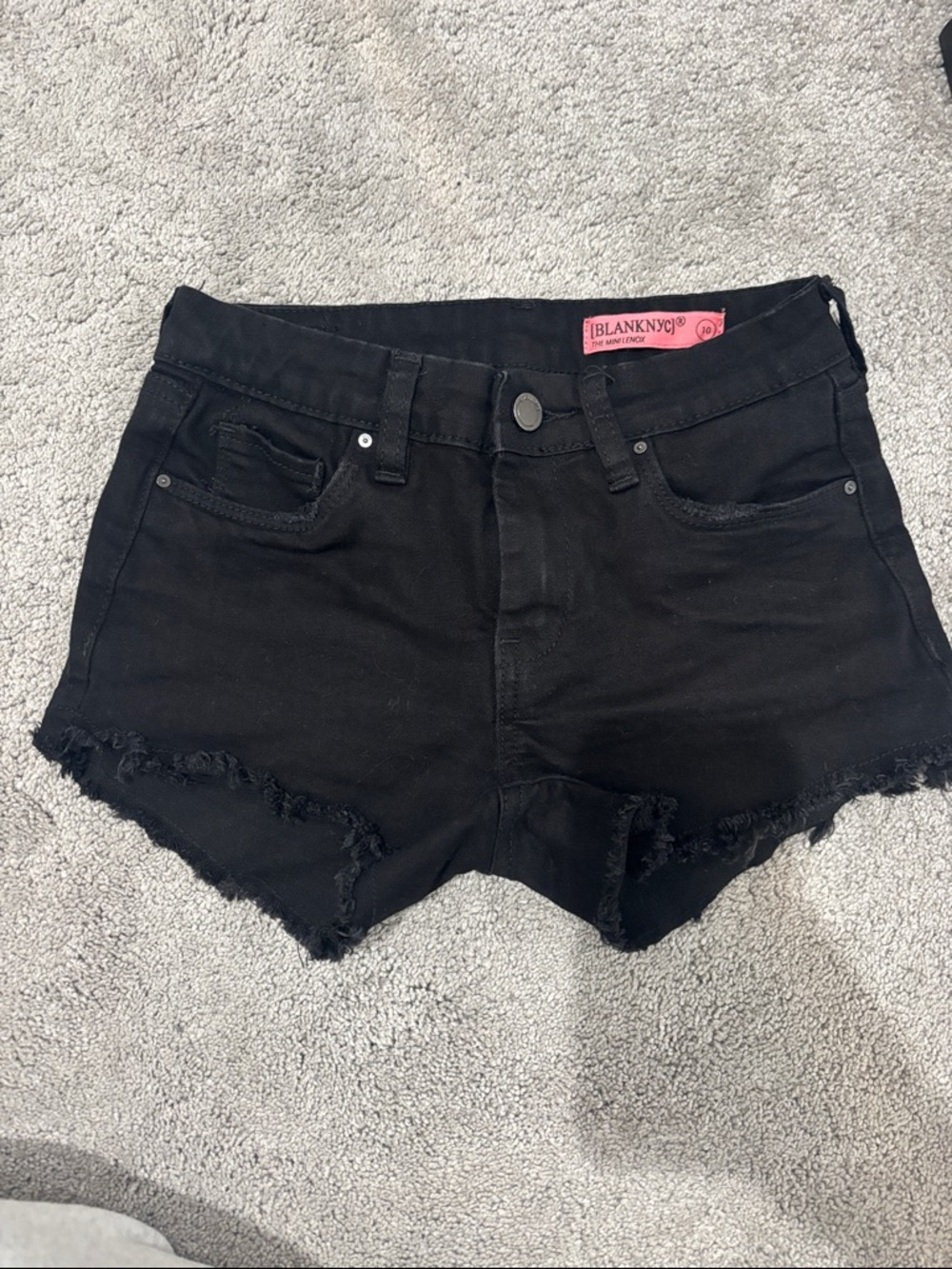Blank NYC Black Frayed Hem Denim Shorts